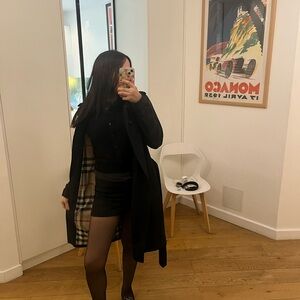 Burberry Black Trench Coat with Plaid Lining